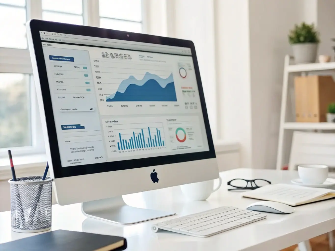 A clean, modern graphic illustrating website speed analysis, showing data points and charts indicating performance metrics.